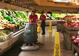cleaning produce aisle with nobles floor scrubber